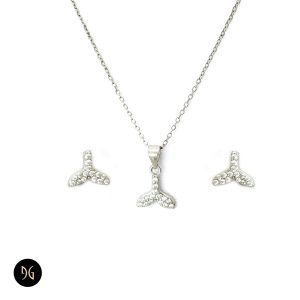 نیم ست نقره زنانه مجلسی طرح دم وال مدل NSW N1