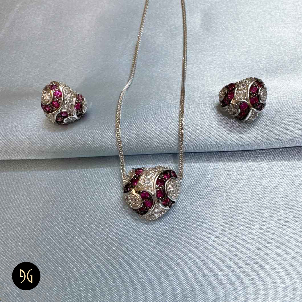 نیم ست نقره زنانه طرح قلب مدل NSW N4