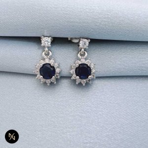 گوشواره نقره آویز نگین دار رنگی مدل ESW E75