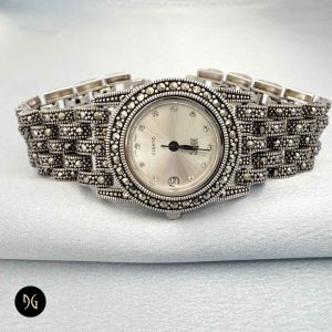 ساعت نقره سیاه قلم زنانه طرح رولکسی مدل WS W7