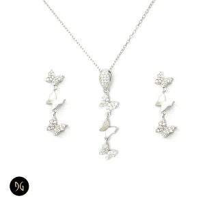 نیم ست نقره زنانه طرح پروانه ای مدل NSW N2