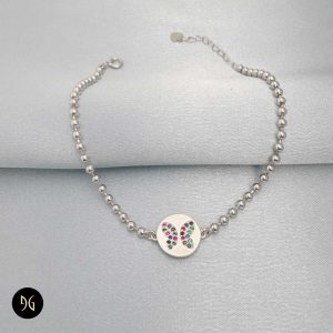 دستبند نقره زنجیری زنانه طرح پروانه مدل DSW D52