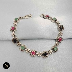 دستبند نقره زنانه نگین دار جواهری مدل DSW D49