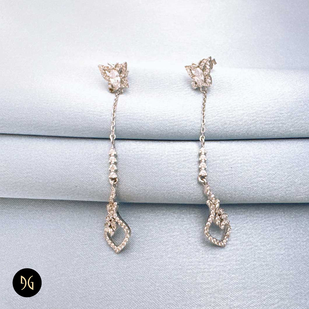 گوشواره نقره آویز زنانه زنجیری مدل ESW E70