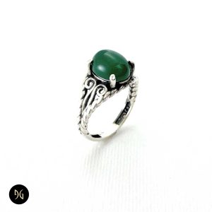 انگشتر نقره عقیق سبز زنانه مدل RSW F59