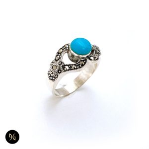 انگشتر نقره زنانه فیروزه آمریکایی مدل RSW F61